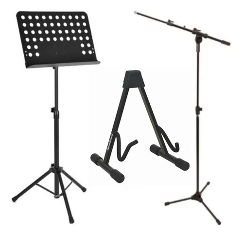 Kit Estante Partitura Maestro Suporte Instrumento + Pedestal