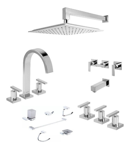 Grifería Peirano Sena Lavatario Bidet Ducha + Accesorios