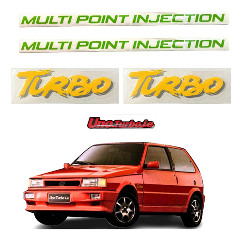 Adesivo Uno Turbo 1.4 I.e Amarelo Kit Lateral E Painel
