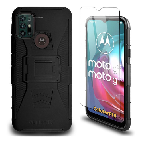 Funda Protector P/ Moto G10, G20, G30 Uso Rudo Clip + Mica