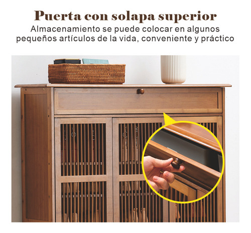 Multifuncional Zapatero Madera Modernos 3 Puertas 100cm Marrón