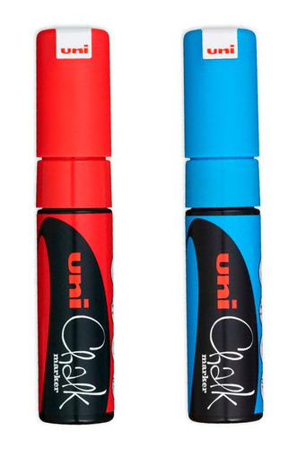 Marcadores De Tiza Uni Chalk Rojo Y Azul Claro
