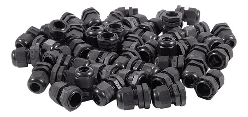 50 Conectores Impermeables De Plástico Negro Pg11 De 5-10 Mm