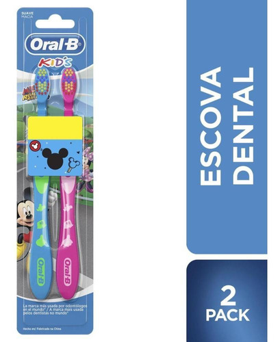 Cepillo de dientes Oral-B Kids Mickey Mouse suave x 2 unidades