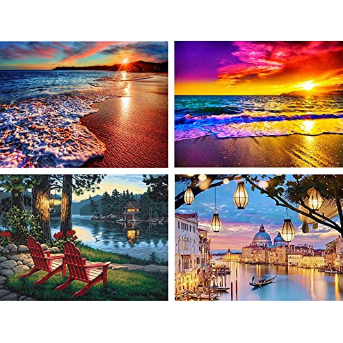 Pintura Por Números De Una Playa Al Atardecer Adultos,...