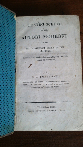 Imagen 2 de 6 de Teatro Scelto Goldoni Alfieri Federici 1818 Fornasari
