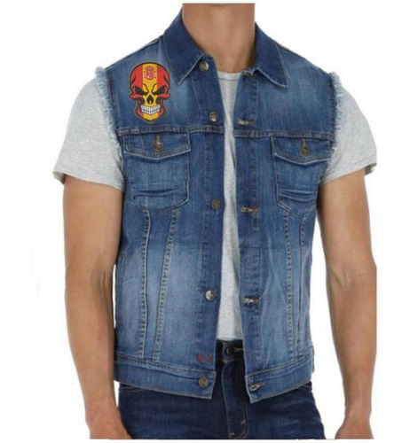 Parche Para Ropa Patchpros Mxsuk-005-2 Color Rojo/amarillo/negro Skullflag01 Tela Bordada 5 U