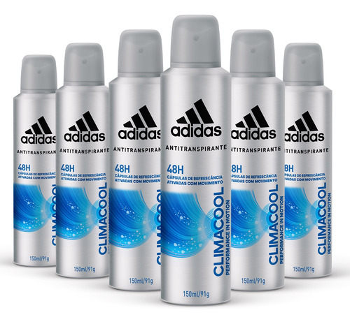 Kit Desodorante Aerossol adidas Climacool Masculino Com 6 Un