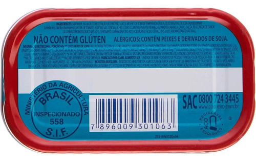 Sardinha Coqueiro 125g Kit Com 10 Latas Óleo Ou Tomate