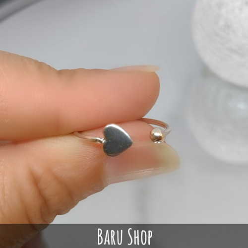 Imagen 3 de 8 de Anillo Plata 925 Regulable Diseño Corazón Con Bolita