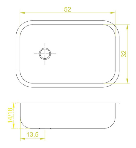 Pileta Bacha Cocina Simple Acero Inox 52 X 32 X 13 Dh52