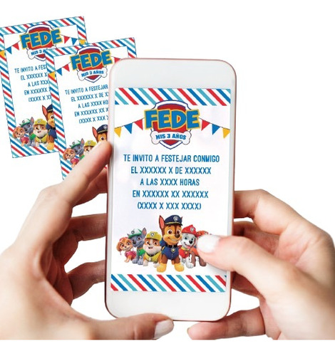 Tarjeta Invitación Cumpleaños Digital Paw Patrol Whatsapp