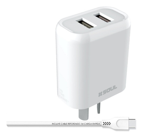 Cargador Rapido Tipo C 2.4a Soul 2 Usb Para Samsung Motorola
