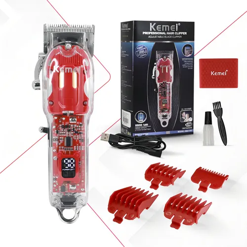 Cortadora de pelo Kemei HAIR CLIPPER KM-1761 transparente Inalámbrica Recargable
