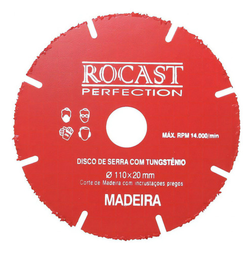 Disco De Serra Mármore Tungstênio P/madeira -110x20mm Cor Vermelho