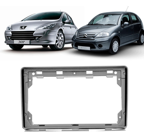 Moldura Painel Peugeot 307 2002 A 2012 9 Polegadas Dvd Cor Prata