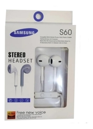 Audífonos Samsung S60 Manos Libres Alambricos Música 