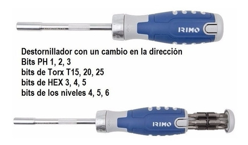 Imagen 5 de 10 de Destornillador 1/4 Con 12 Puntas Crique 475r-1/4-110 Irimo