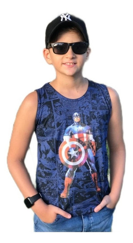 Imagem 2 de 10 de 1 Camiseta Verão Regata Infantil Personagens Heróis
