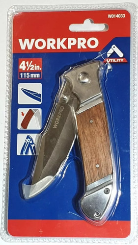 Cuchillo Plegable De 4-1/2 Workpro W014033 Color Gris