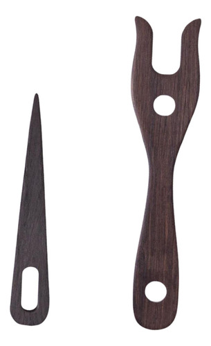 4 Kit De 2 Piezas De Tenedor De Tejer Y Aguja Marrón Oscuro