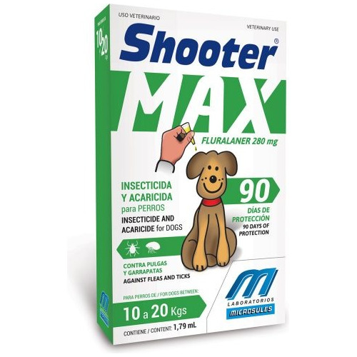 Pipeta Antipulgas Shooter Max Perro 10 A 20kg (3 Meses)