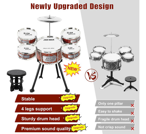 Conjunto De Batería Jazz Para Niños, 8 Piezas, Educativo, Ro