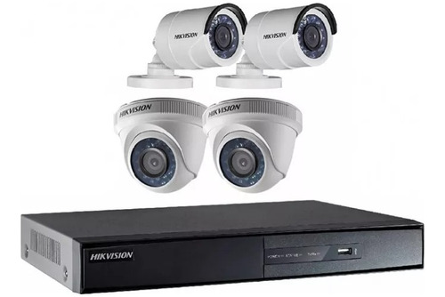 Kit Análogo 1080p Dvr 4 Ch 4 Camara 1tb Video Hikvision Cctv