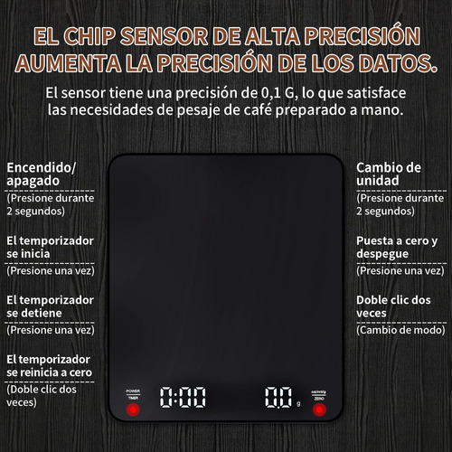 Báscula De Café Digital De 3kg Con Temporizador Cocina