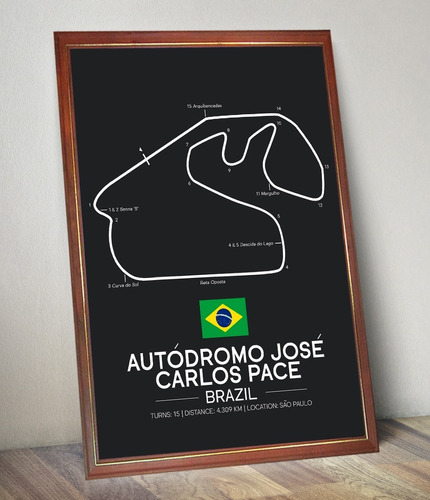 Poster Fórmula 1 Circuito Gran Premio Brasil Cuadro