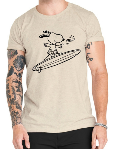 Polera Snoopy Woodstock Surfer Algodón Orgánico Cb9