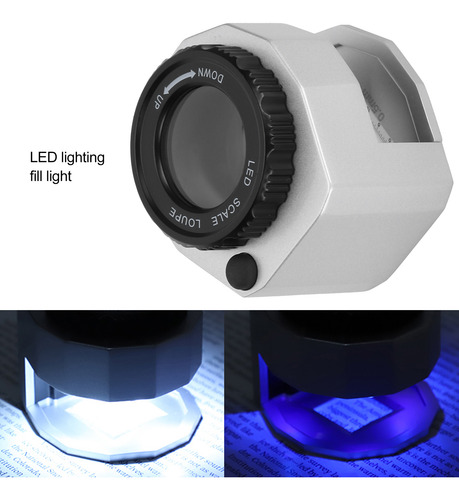 Lupa Para Joyería Con Escala Uv Led De Metal De 30 Aumentos