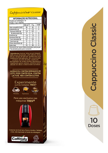 Cápsulas De Cappuccino Classic 3 Corações C/10.