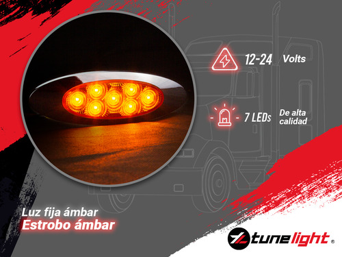 Set Con 10 Plafones Lat Elípticos Ámbar 12-24 V Tunelight