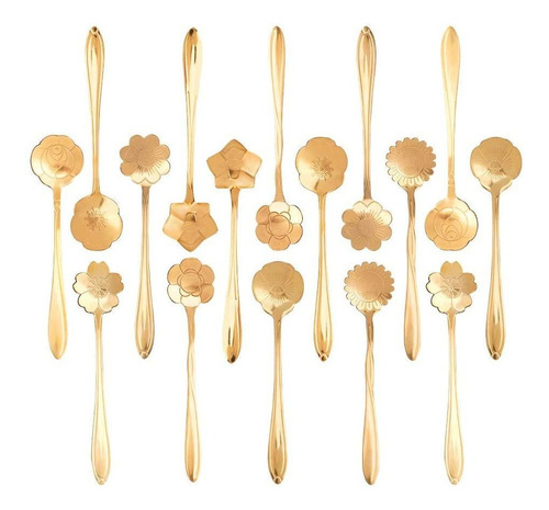 16 Piezas Cuchara De Café Flor Cuchara Postres Para Café