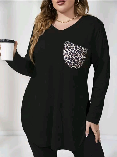Remera Negra Manga Larga Importada Talle Grande Xl