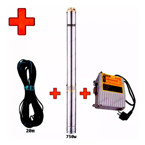 Bomba Agua Pozo Sumergible Ingco 1hp 750w 80m Semisurgente