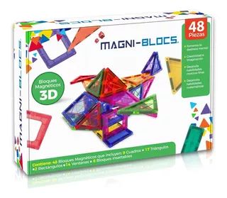 Magni Blocs 48 Pz, Bloques De Construcción Magnéticos, Imán Bloques Magnéticos 3D, Figuras Geométricas Magnéticas Educativas para Niños
