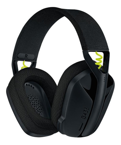 Headset over-ear gamer Fone sem fio Logitech G435 preto e amarelo-fluorescente