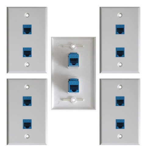 Placa De Pared Ethernet De 5 Piezas Con Puertos Dobles, C...