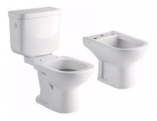 Combo Inodoro Largo Deposito Dual Tapa Bidet Ferrum Bari