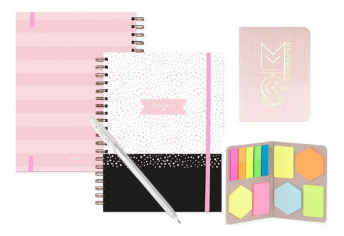 Caderno Maturidade Miolo Pr+stick Note 6 Rosa+caneta Branca
