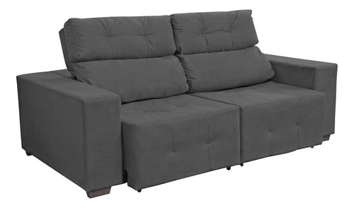 Sofá Retrátil Reclinável 3 Lugares Manoela Suede Cinza 210cm Cor Cinza-escuro