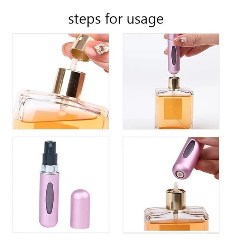 3 Mini Perfumeros Portátil Recargable 5ml Atomizador Colores