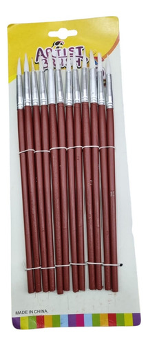 Pincel Redondo Cabo Madera N°11 X12 Blanco