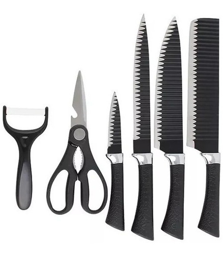 Juego de cuchillos antiadherentes Zepter para cubiertos, 6 piezas, color negro