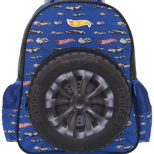 Mochila Car G Hot Wheels Azul Com Roda Ic3826hw Luxcel