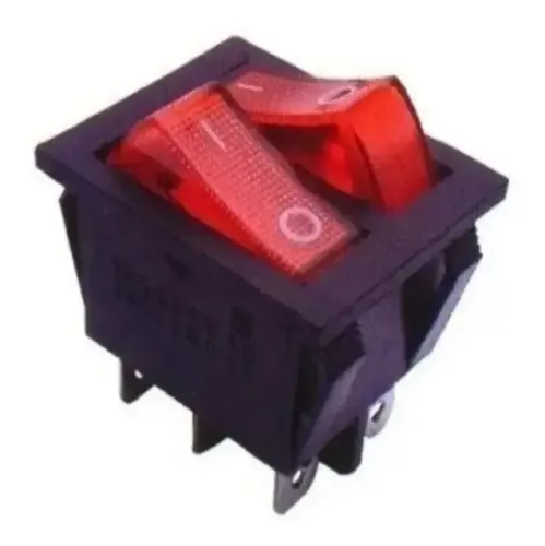Interruptor Botão ZX Kcd6 Preto 20A com LED 6 Terminais Liga