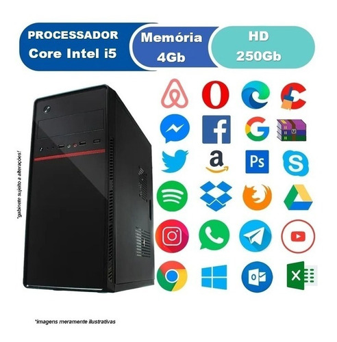 Imagem 2 de 2 de Cpu Nova Intel Core I5 4gb Hd 250gb + Kit + Caixinha De Som