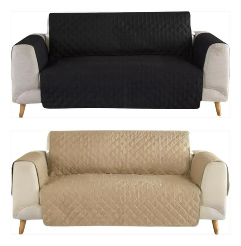 Cubre Sala Doble Vista Tipo Avion 3 Piezas Impermeable Negro Camel